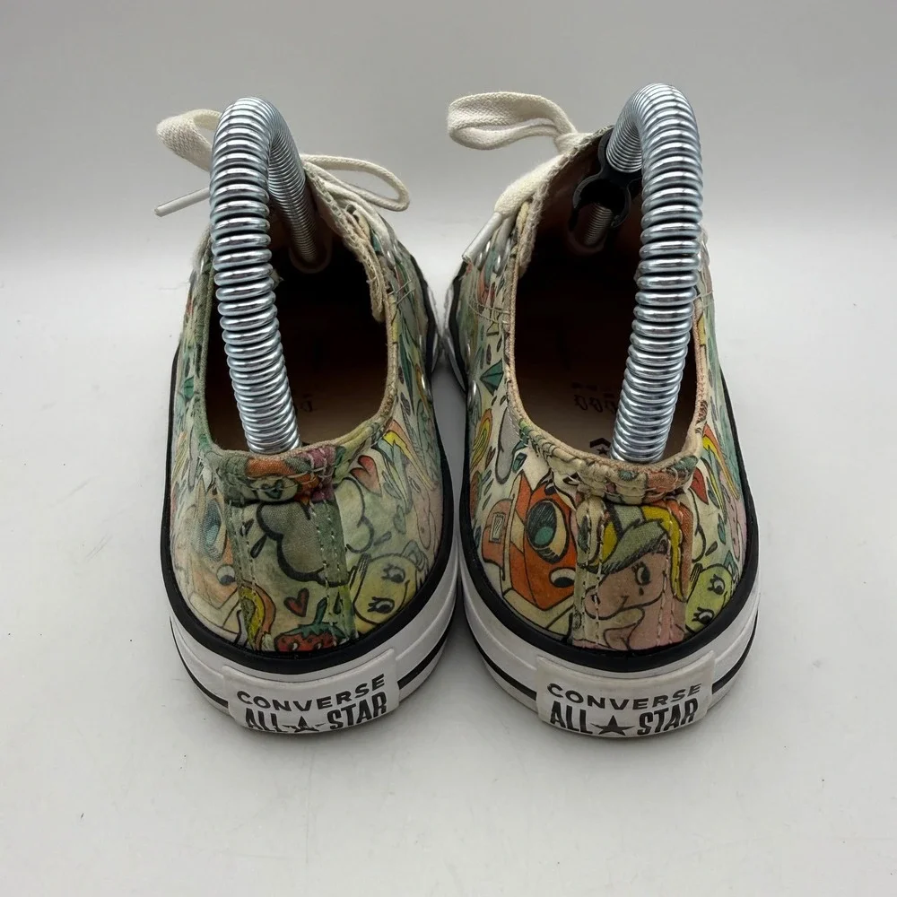 Converse All Star Shoes Kids 3 Multicolor Doodle Print Low Top Sneakers Unicorn